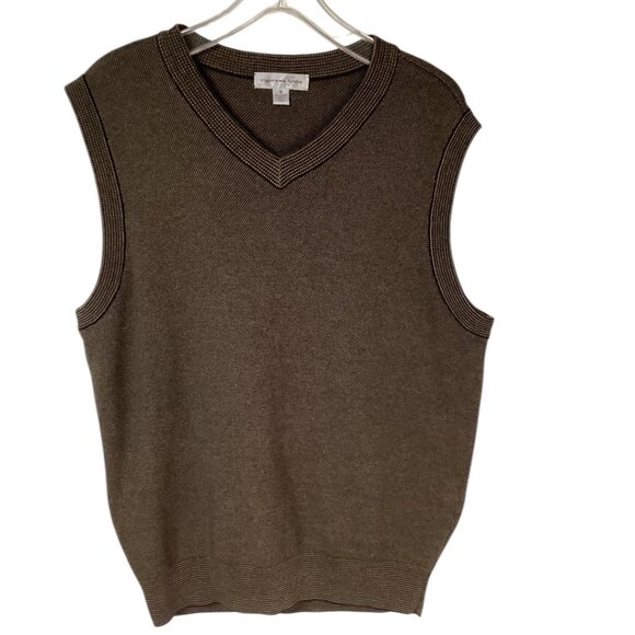 Vintage Cypress Links Black & Brown V-Neck Cotton Knit Vest - Men's Size Medium‎ - Picture 1 of 5